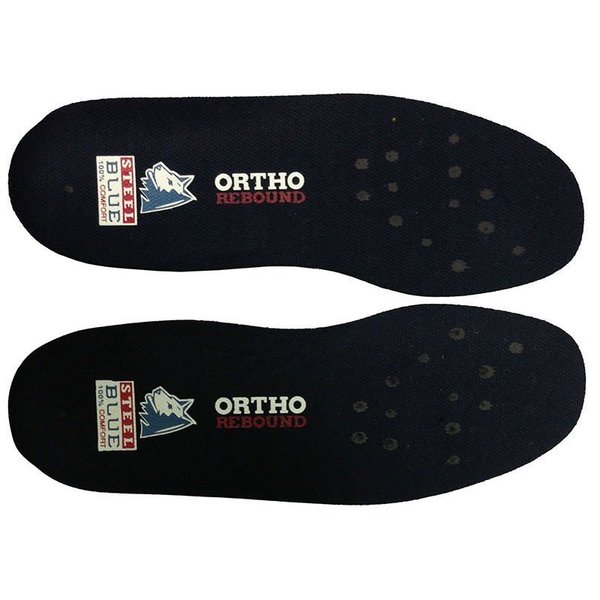 Steel Blue Ortho Rebound Footbed Insoles, Black, Size 10 A-900019